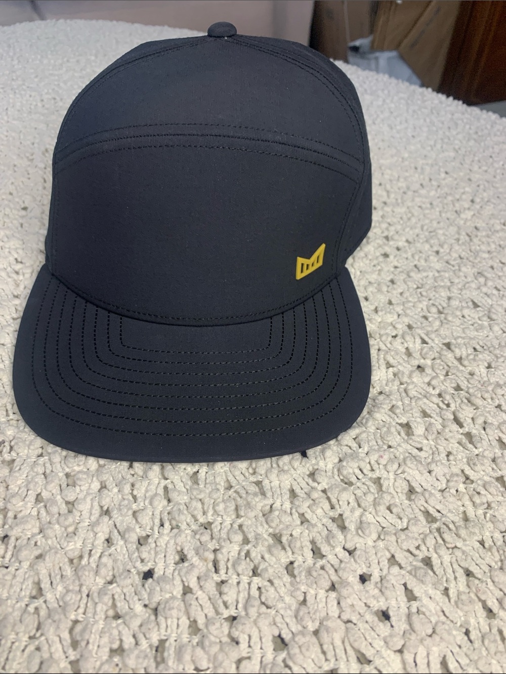 Men's  Black Performance Cap with Yellow Accent